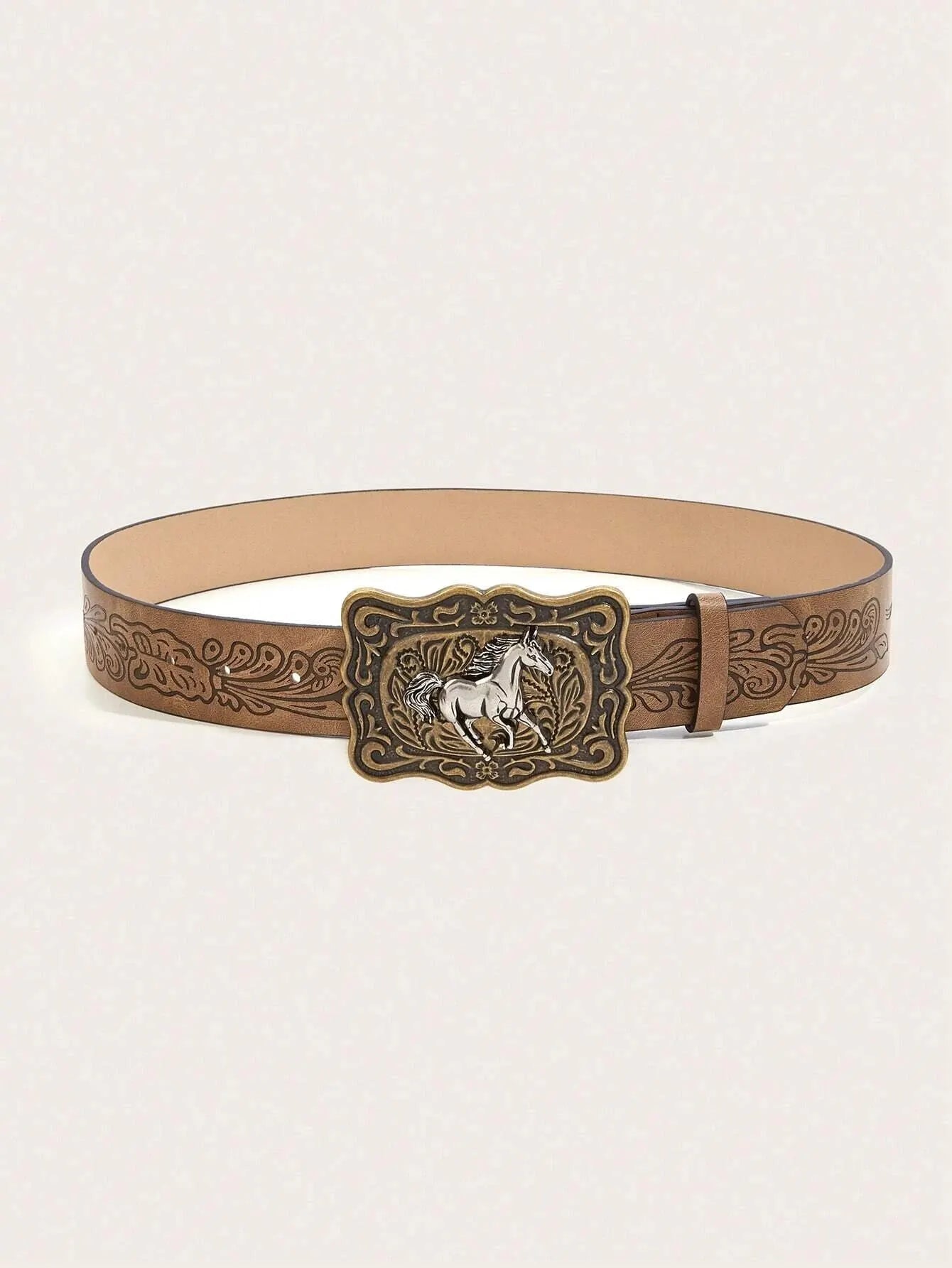 Cinto com Fivela Cavalo Antique Gold Buckle