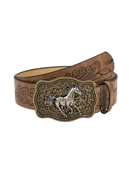 Cinto com Fivela Cavalo Antique Gold Buckle