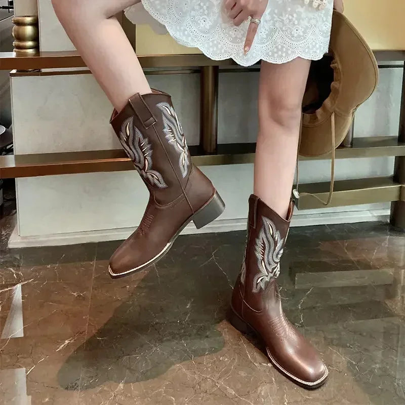 Bota Texana Feminina Serraretti Bordada
