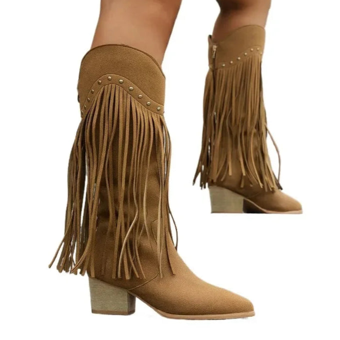 Bota com Franjas Cano Longo Boho