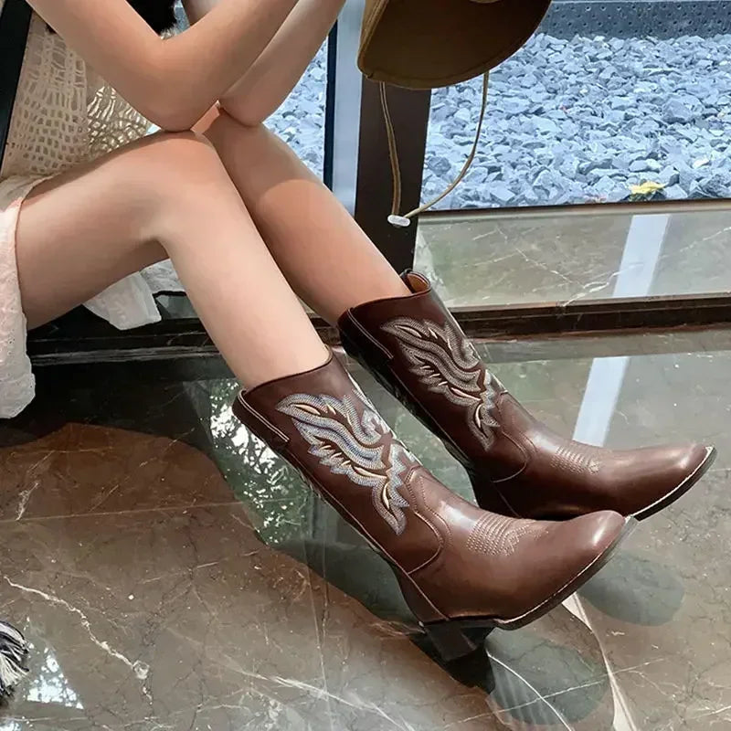 Bota Texana Feminina Serraretti Bordada