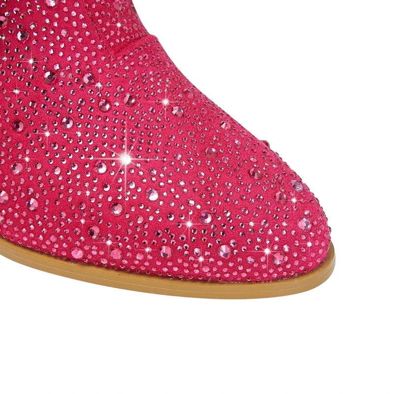 Bota Tassel Rhinestone com Franjas