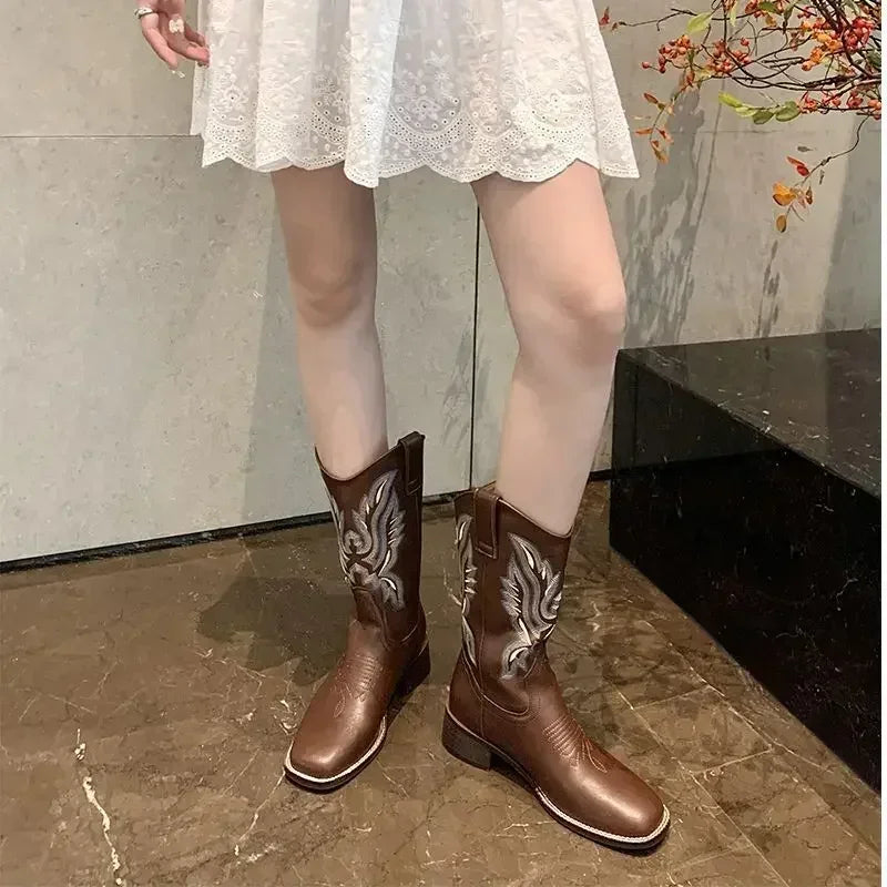 Bota Texana Feminina Serraretti Bordada