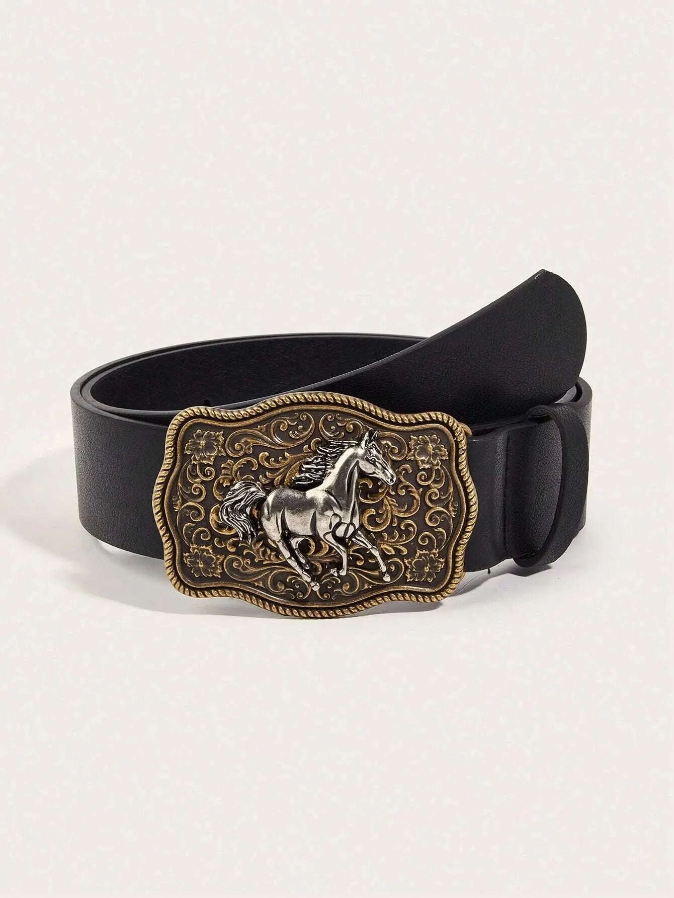 Cinto com Fivela Cavalo Antique Gold Buckle