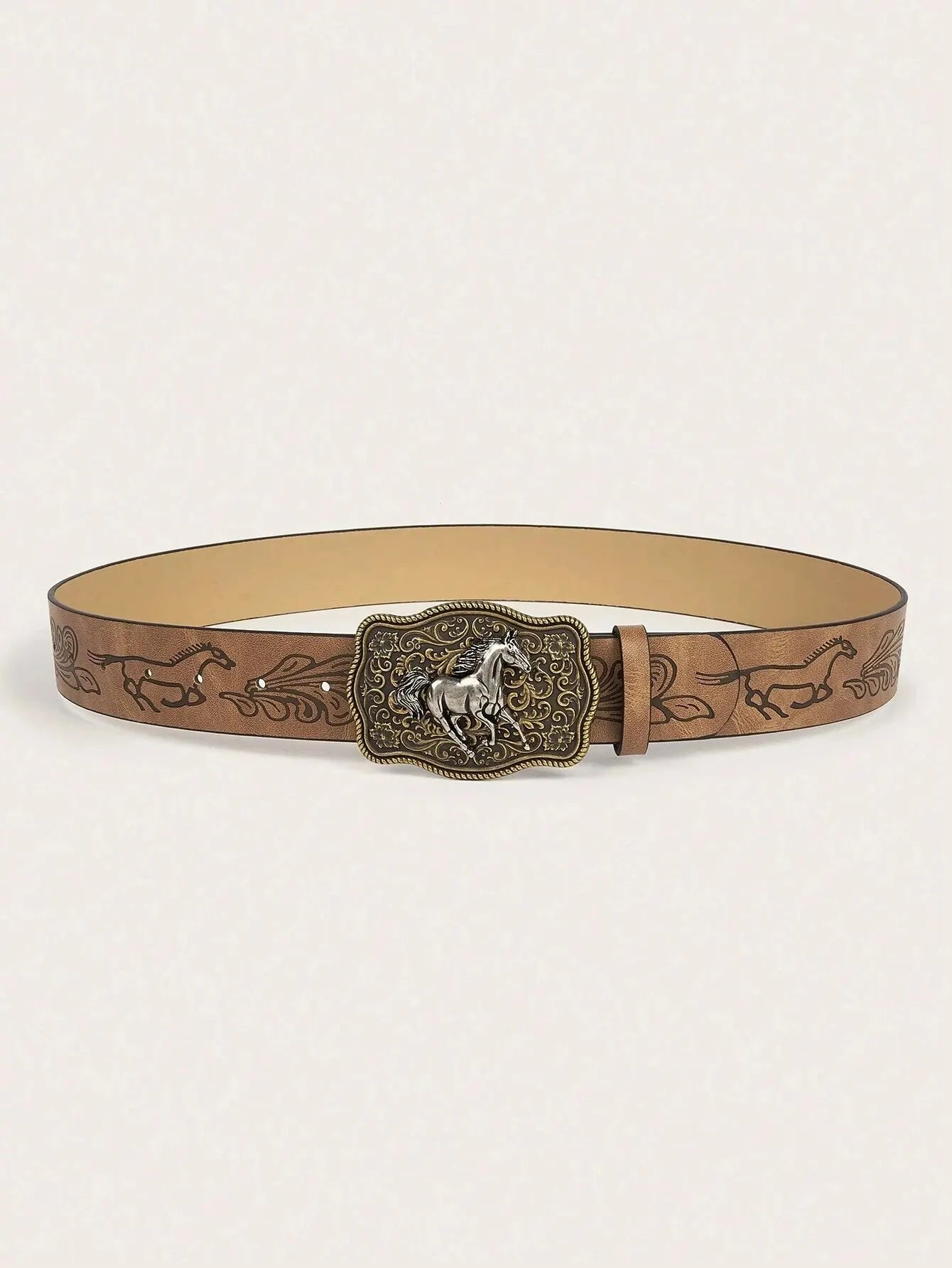 Cinto com Fivela Cavalo Antique Gold Buckle