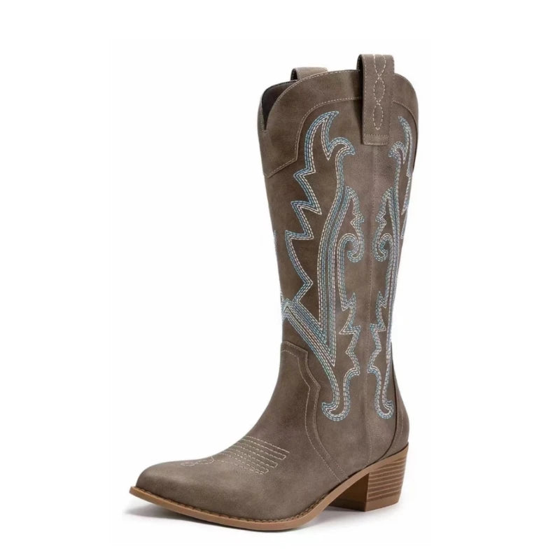 Bota Bordada Cano Médio